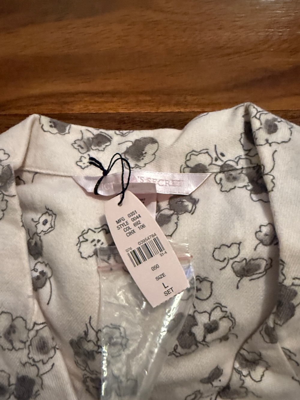 NWT Victoria's Secret Cream Floral Satin Pajama Top and Pants Set